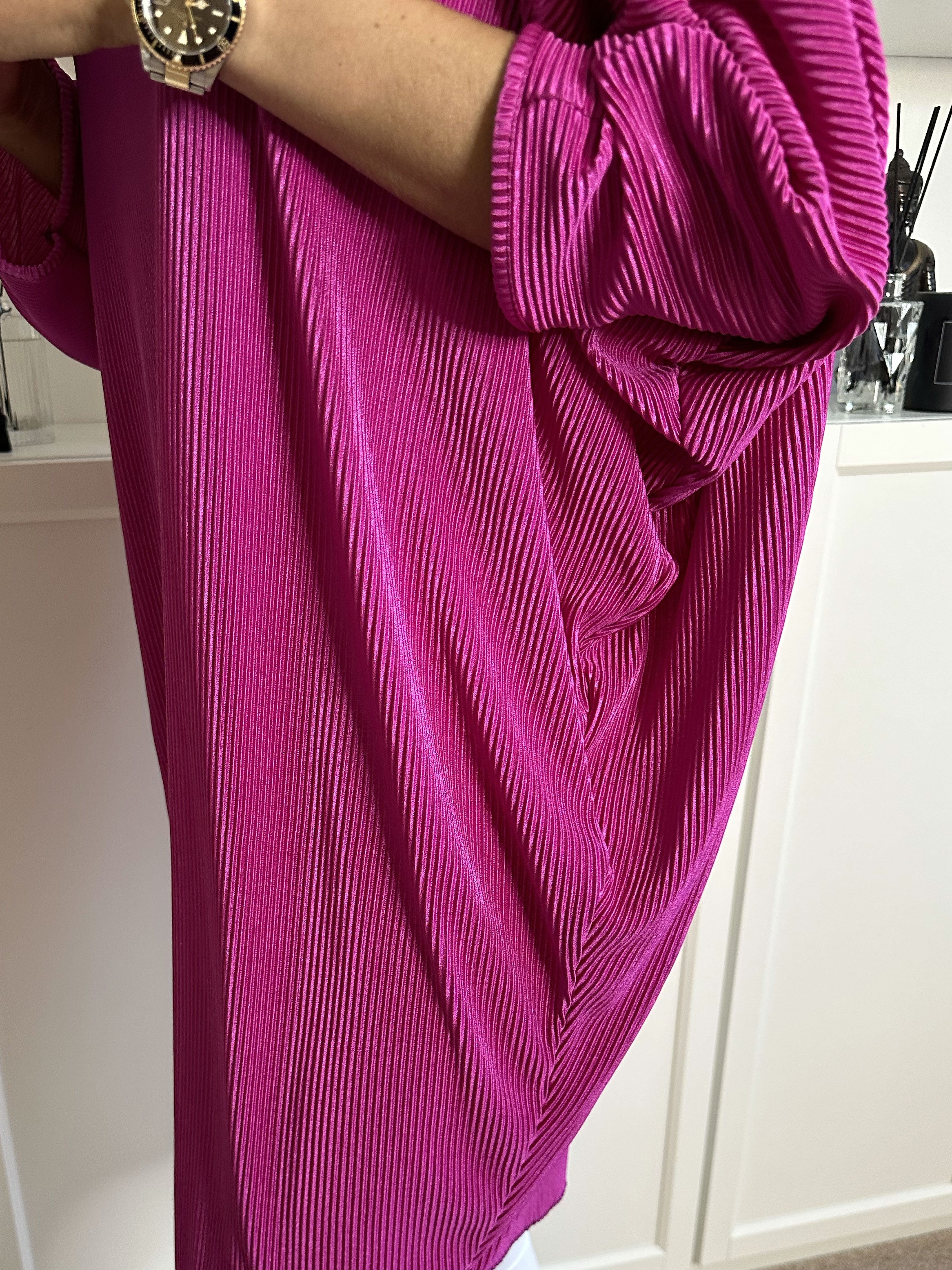 Elnora - Rillet tunika med flagermusærmer